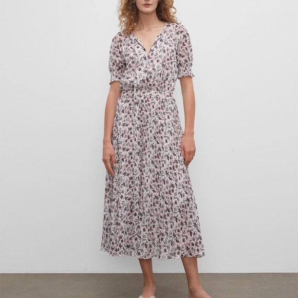 Floral Smocked Cuff Pleated Dress - New With Tags - NEVER WORN - Floral Print